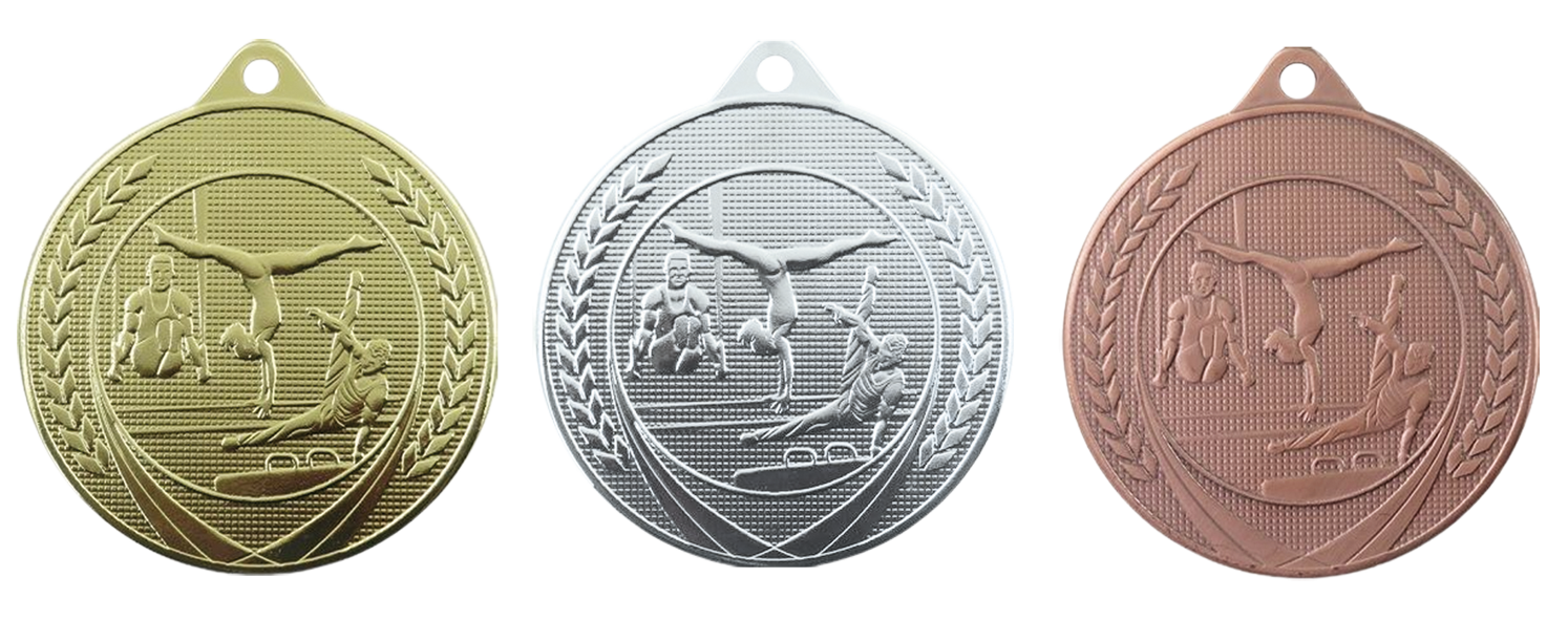 Turnen ME614 Medaille Ø 50 mm goud-zilver-brons Compleet